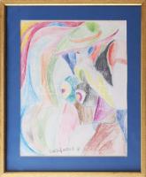 Csepeli Németh Miklós (1934-2012): Színes kép. Pasztell karton, jelzett. Üvegezett keretben 27x21 cm