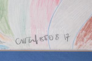 Csepeli Németh Miklós (1934-2012): Színes kép. Pasztell karton, jelzett. Üvegezett keretben 27x21 cm