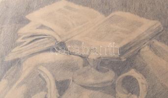 Nagy Oszkár (1883-1965): Csendélet könyvvel és kancsóval, 30x38 cm
üvegezett fakeretben,