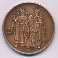 Fritz Mihály (1947- ) 1988. "Szent István és Gizella - MÉE / A Szent Jobb Szegeden" kétoldalas bronz emlékérem (42,5mm) T:AU patina Adamo SG22