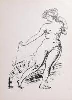 Vaszary János (1867-1939): Akt, Cinkográfia, papír, jelzett a nyomaton, 45x30 cm