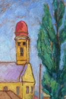 NB jelzéssel: Nagybányai református templom. Olaj, farost, 50x40 cm