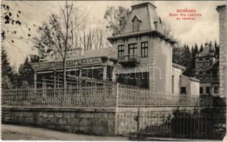 1912 Borszék, Borsec; Soós-féle szálloda, Szalon kávéház és cukrászda. Pollatschek Gyula kiadása / hotel, café and confectionery (gyűrődés / crease)