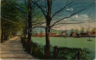 1920 Szászsebes, Mühlbach, Sebesul Sasesc, Sebes; Stadtpark / Városliget. Erich Hutter kiadása / Parcul orasenesc / park (EK)