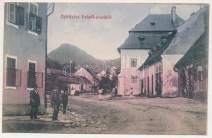 1913 Felsőbánya, Baia Sprie; utca, Róth Mihály, Sarudy Sándor üzlete. Dacsek Péter kiadása / street view, shops (EK)