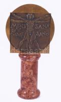 Pogány Gábor Benő (1962-): Kővári Tamás-díj. Bronz, márvány talapzaton, jelzett, m: 24 cm