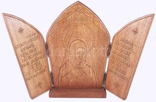 Nagy István: Festett és vésett kinyitható házioltár, 68x48 cm