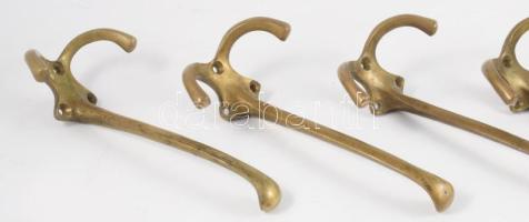 6 darab réz akasztó, h: 18 cm + kilincsek