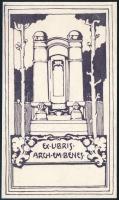 ca 1905 Rozsnyay Kálmán (1874-1948): Ex libris arch. Em. Benes. vonalas klisé 11x7 cm