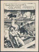 ca 1930 Rónay Kazimir, Kázmér (1883-?) Ex libris Questo libro e la propieta di Oscarre Márffy, vonalas klisé 11x8,5 cm