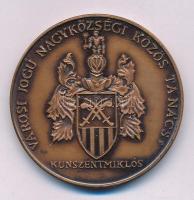 Bognár György (1944-) ~1990-2000. "Emlékül / Városi Jogú Nagyközségi Közös Tanács - Kunszentmiklós" kétoldalas bronz emlékérem (42,5mm) T:AU kis patina