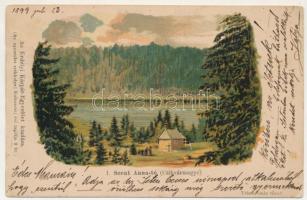 1899 Tusnádfürdő, Baile Tusnad; Csíkvármegye, Szent Anna-tó. Az Erdélyi Kárpát Egyesület kiadása / Lacul Sfanta Ana / lake. litho (EK)