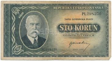 Csehszlovákia 1945. 100K T:F,VG Czechoslovakia 1945. 100 Korun C:F,VG Krause P#63
