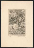 Radványi Román Károly (1900-1957) 1936 Ex libris Arady Kálmán. Rézkarc, jelzett, 9,5x6,5 cm