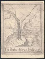 1931 Radványi Román Károly (1900-1957) Ex libris Béres Károly. Rézkarc, papír, jelzett 12x10 cm