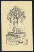 Raab, Ella (1883 - 1947) Ex libris Elisabethae Légrady dr. Klisé, papír, jelzett a nyomaton 12x7 cm
