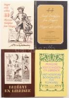 4 db ex libris témájú minikönyv (számozott példányok): Erdélyi ex librisek. (2./300); 33 Magyar orvosi exlibris. / 33 Physicians Bookplates from Hungary. (31./200); Magyar szecessziós ex librisek. / Art Nouveau Bookplates from Hungary. (196./300); 44 Jewish Bookplates from Hungary. / 44 Magyar zsidó exlibris. (77./200). Bp.-Békéscsaba, 2014-2017, Cellmed Invest Bt. - MMBKT/HMBBSI. Kiadói kartonált papírkötés.