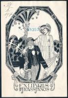 1916 Petrovits Emil (1887-): Ex libris ifj,. Kass János. Vonalas klisé 14x10 cm