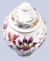 Zsolnay aranykontúrozott nőszirom mintás fedeles váza. Jelzett, hibátlan, m: 27,5 cm