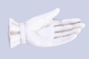 Antik porcelán kéz alakú gyűrűtartó, h: 9,5 cm