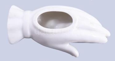 Antik porcelán kéz alakú gyűrűtartó, h: 9,5 cm