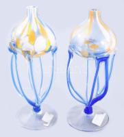 Jozefina Krosno iparművész üveg olajlámpa pár, jelzés nélkül, m: 19,5 cm