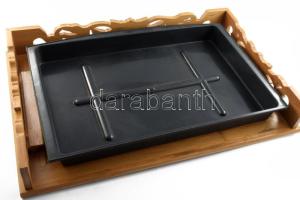 Kínai fa ágyasztal, dobozában, 31x47 cm