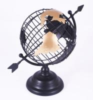 Fém földgömb asztaldísz, m: 28 cm