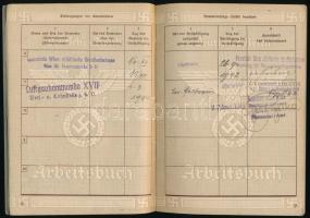 1939-1940 Deutsches Reich, Arbeitsbuch / Német birodalmi munkakönyv, bejegyzésekkel