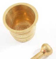 Bronz mozsár törővel, m: 5,5 cm, törő h: 11 cm
