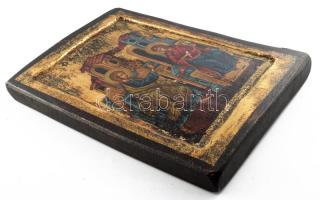 Kézzel festett bizánci ikon másolat, jó állapotban, 33x24 cm