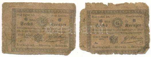 1849. 6kr "Almásy" (2x) "A" és "F" sorozat T:G Hungary 1849. 6 Kreuzer "Almásy" (2x) with "A" and "F" prefix C:G Adamo G100