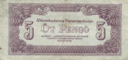 1944. "V. H." 2P, 5P (2x), 20P (4x) közte erős sorszám nyomási eltolódással!, 50P, 100P T:...