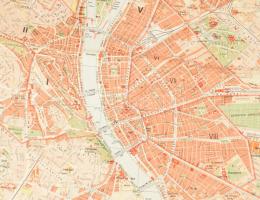 Budapest térképe, 1:25 000, kiadja: M. Kir. Térképészeti Intézet, szakadt, sérült, 74×90 cm