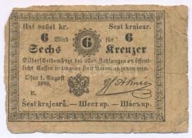 1849. 6kr "Almásy" "E" sorozat T:VG Hungary 1849. 6 Kreuzer "Almásy" "E" prefix C:VG Adamo G100