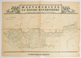 1938 Magyarország új északi határvidéke I. Nyugati és II. keleti rész, kétoldalas, Pesti Hírlap, haj...
