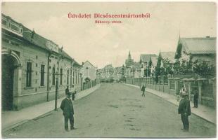 1906 Dicsőszentmárton, Tarnaveni, Diciosanmartin; Rákóczy (Rákóczi) utca. Hirsch Mór kiadása / street (felületi sérülés / surface damage)