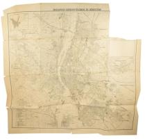 1926 Budapest székesfőváros és környéke térképe, Bp., M. Kir. Állami Térképészet, 1:25.000, hajtott, sérült, hiánnyal (felső sarkán (cím/adatok), 85x94 cm