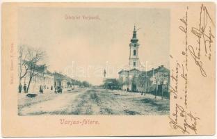 1901 Varjas, Varias; Fő tér, templom. Elszner F. Gyula kiadása / main square, church (EB)