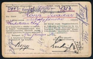 1892 Bp., Kopp Tivadar a M. Kir. Államvasutak műhelyfőnöke, igazolványként használt keményhátú fotó ...