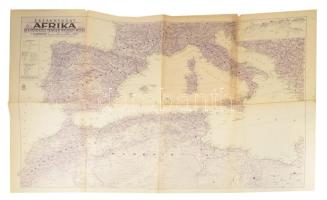 cca 1942 Északnyugat-Afrika és a Földközi-tenger nyugati része,1:3,400.000, Bp., M. Kir. Térképészeti Intézet, hajtott, 63x63 cm