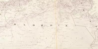 cca 1942 Északnyugat-Afrika és a Földközi-tenger nyugati része,1:3,400.000, Bp., M. Kir. Térképészet...
