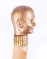 Fa sétapálca tömör bronz fej fogóval, h: 93 cm