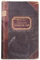 1900-1910 Borsodi Bányatársulat Fiúiskola Rudobányán Előmeneteli és mulasztási napló, "Rudobányai Bányatelepi Népiskola" bélyegzésével, aranyozott félvászon-kötésben, márványozott lapélekkel, "Lövy József Fia Könyvkereskedése, Papír-, Író és Rajzszerraktára Miskolcon" címkével, kopott, hullámos borítóval, 40x27x4 cm