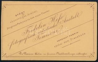 cca 1870 Egyenruhás férfi egészalakos portréja, vizitkártya Fridolin Hess temesvári (Timisoara) műte...