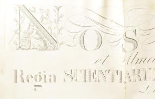 1867 Hümpfner József kalocsai főorvos, Kismarty-Lechner Loránd apósának pergamen orvosi diplomája fü...