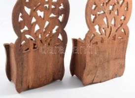 Faragott fa asztali tároló pár, m:25 cm