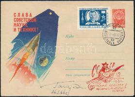 jurij Alekszejevics Gagarin (1934-1968) szovjet űrhajós autográf aláírása alkalmi borítékon, / Autograph signature of Yuriy Alekseyevich Gagarin (1934-1968) Soviet astronaut on special cover