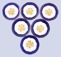 Zsolnay 6 darab virágmintás tálka, jelzett, hibátlan, m: 8,5 cm