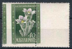 1950 Virág I. 40f jobb oldali üres mezővel, látványosan elfogazva